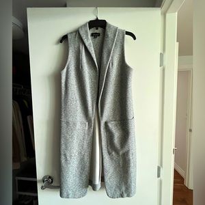 TOPSHOP Heather Gray Jersey Sleeveless Jacket Pockets